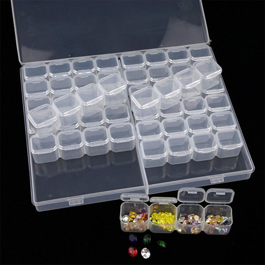 28/56/64 Grids Diamond Painting Storage Box Tool Accessories Bead Container Rhinestone Diamond Embroidery Stone Organizer