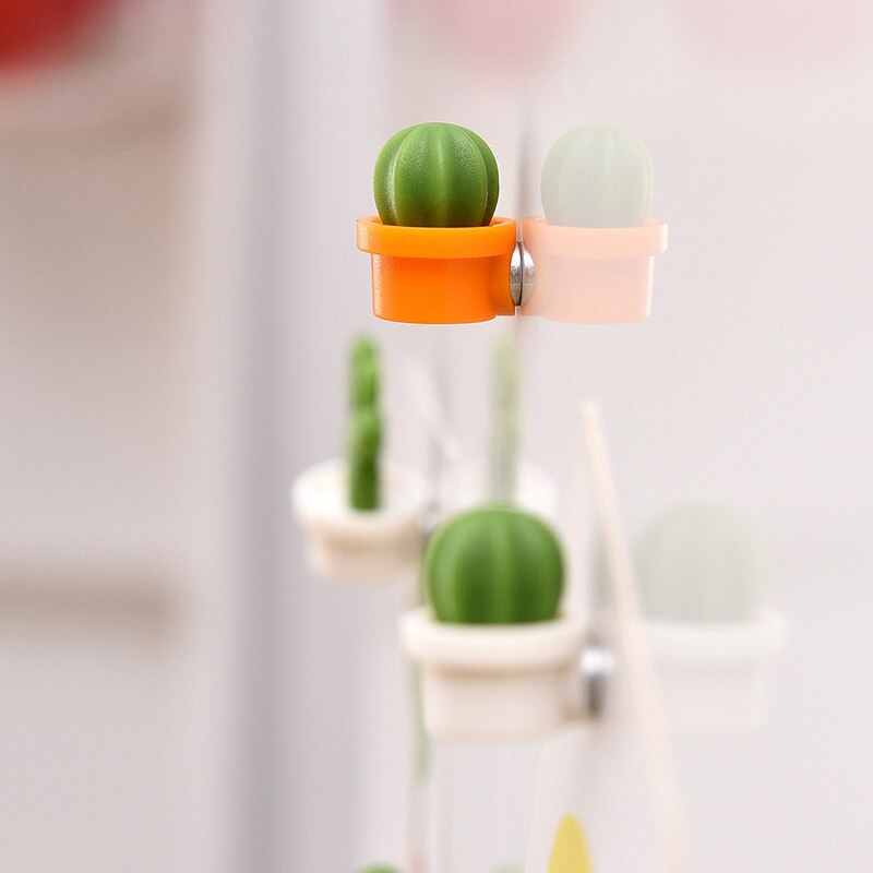 6pcs Cute Succulent Plant Message Board And Reminder For Kitchen Refrigerator Magnet Button Cactus Decoration Accessories