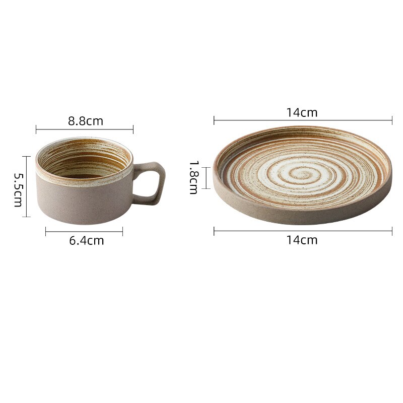 Handmade Retro Coffee Cup Stoneware Coffee Cup and Saucer Set Art Cup and Saucer Dessert Milk Water Cup Breakfast Cup: A