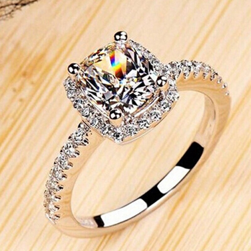 Runde Zirkon Ring Reibungslos Gepflasterte Frauen Finger Ring Echt Weiß Süße Farbe Kristall Ring Hochzeit