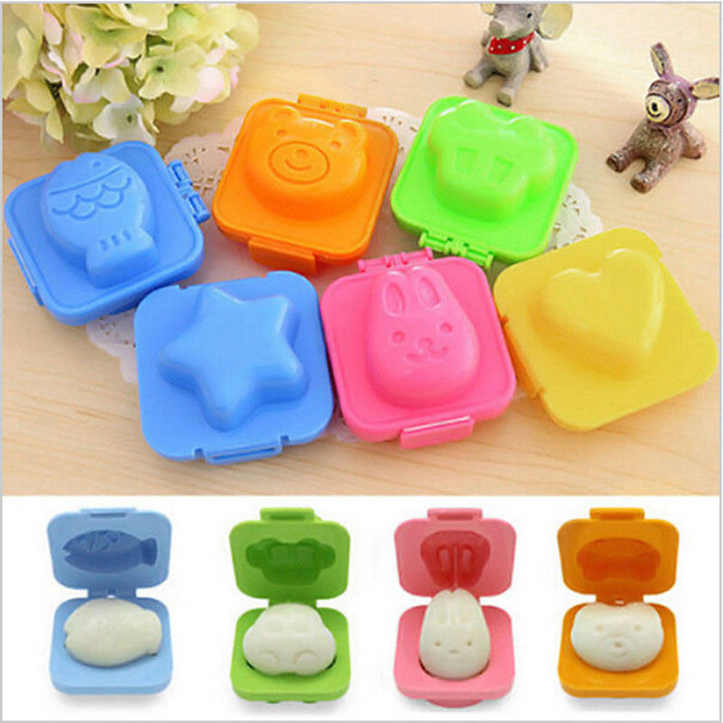 6Pcs Gekookt Ei Mold Leuke Cartoon 3D Ei Rings Mould Bento Sushi Maker Cutter Decorating Ei Gereedschappen Rijst Roll mold Keuken gadget