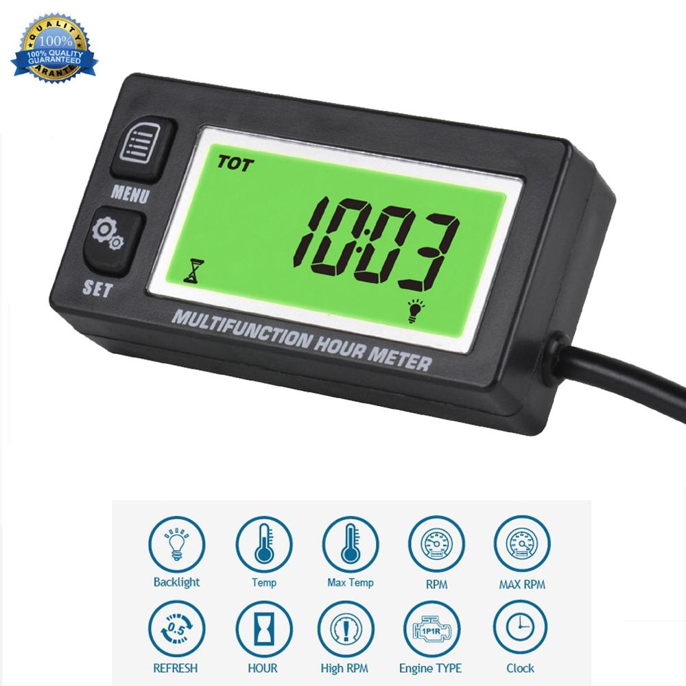 Inductive Tachometer Hour Meter Thermometer Display for all Gasoline Engine ATV UTV Dirtbike Motobike Snowmobile Pitbike HM028A
