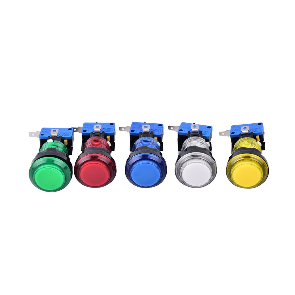 1 pièces coloré lumière LED illuminé rond jeu d'arcade bouton poussoir commutateur 32mm 5 couleurs