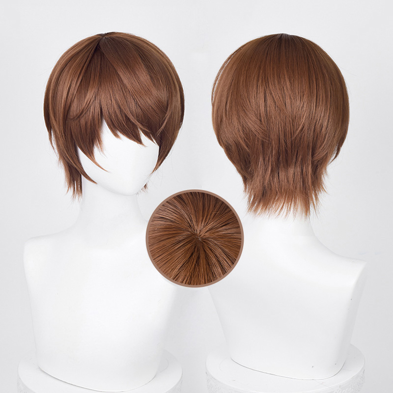 Anime Yagami Light Cosplay Wig 30cm Short Dark Brown Wigs Heat Resistant Synthetic Hair Halloween Party Misa Amane Wig + Wig Cap: Default Title