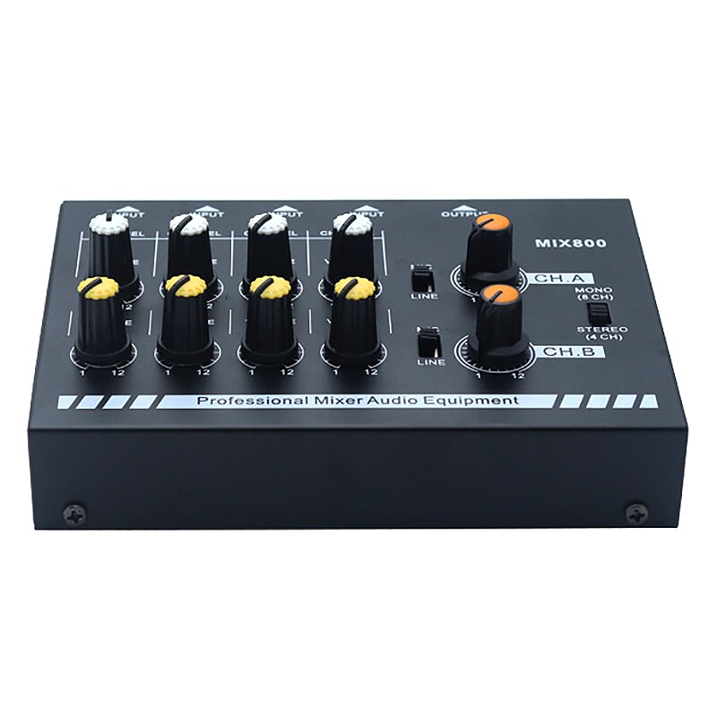 N-O 4 / 8-Channel Mini Mixer 4-Channel Line Mixer Reverb o Mixer(US Plug)