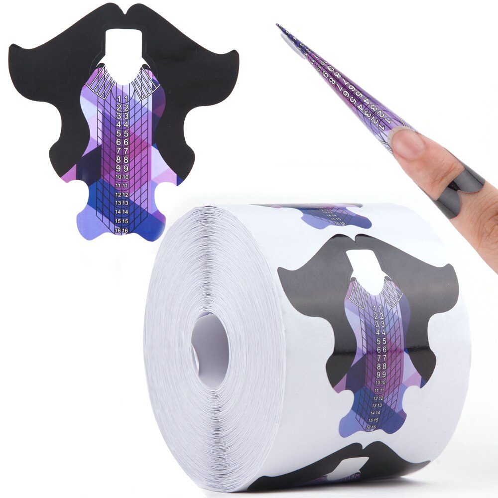 500pcs Nail Form French Tips Acrylic UV Gel Nail Extension Forms Stencils Paper Molds Sticker Guide Mold Manicure Tools: Style 7