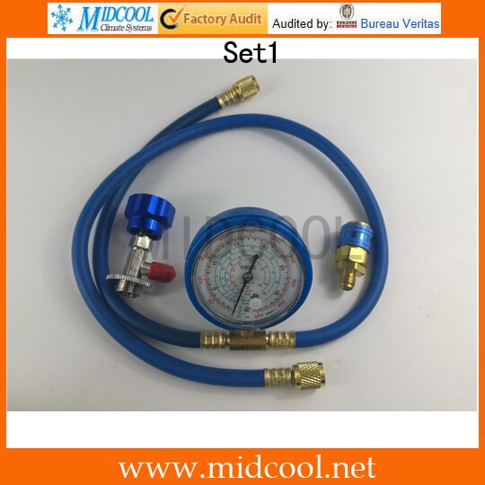 R134a R22 R410a R404a Refrigerant Charging Hose with Gauge Recharge Measuring Tool