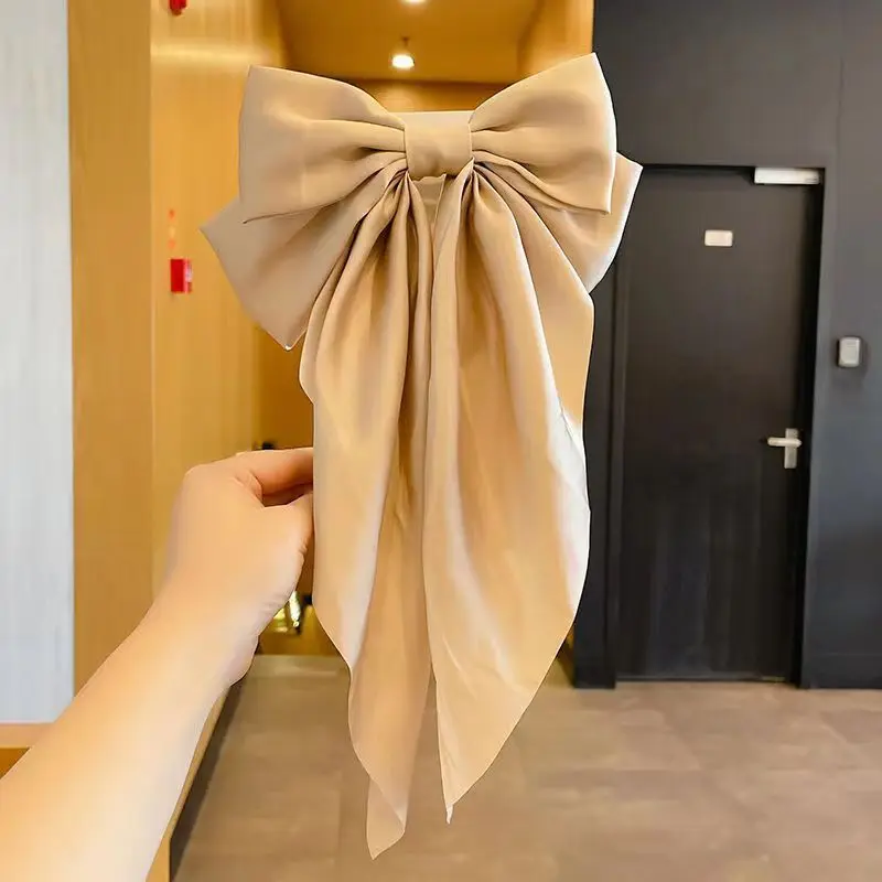 Pinza para el pelo con lazo , pasador para el pelo de satén liso Simple a la , diadema Retro con Clips, accesorios para el cabello para niñas: Rojo