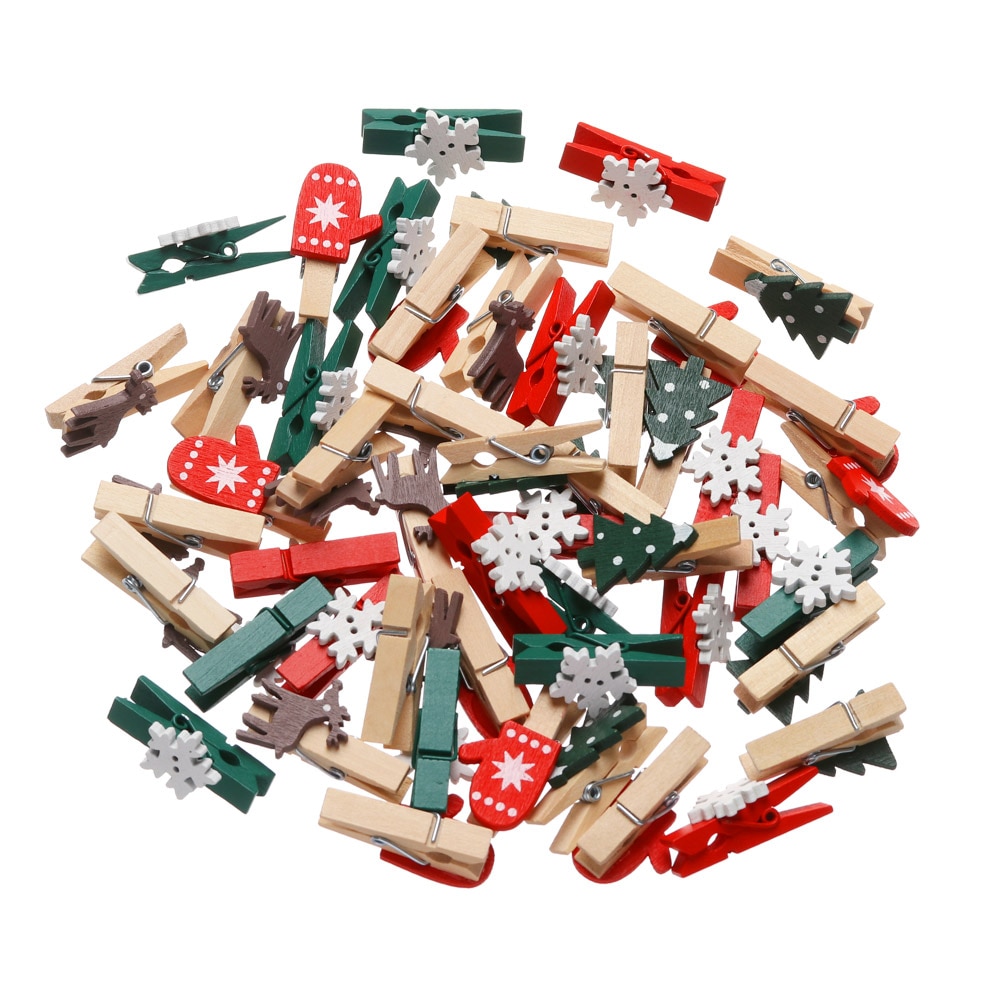 10 stuks/set mini kerst houten clips jaar feest decoratie foto muur clip eland diy kerst ornament kaarthouder bruiloft ornamenten