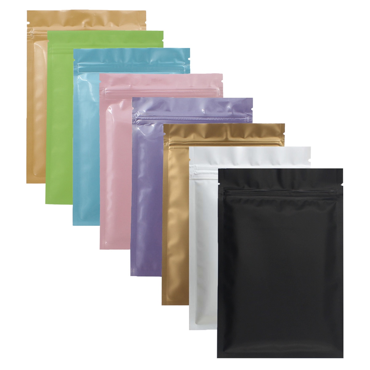 Mat Zwart Wit Roze Smeltlasbare Ziplock Verpakking Zakje Hersluitbare Platte Aluminium Folie Zip Lock Plastic Zakken 100 Stuks