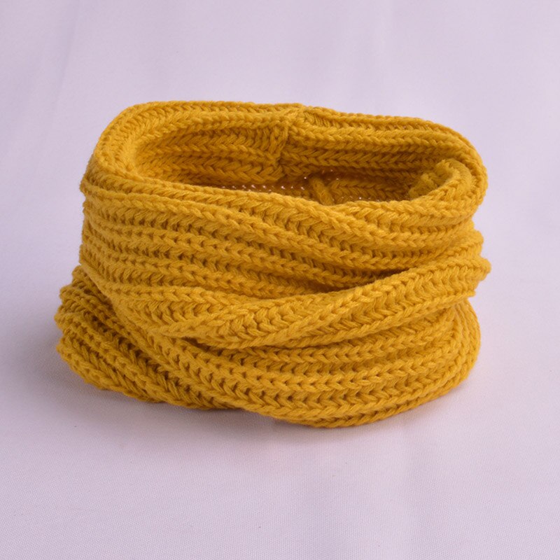 Women Warm Scarf Winter Autumn Soft Knitted Scarves Solid Color Lady Girls Snood Scarf Neck Collar: yellow