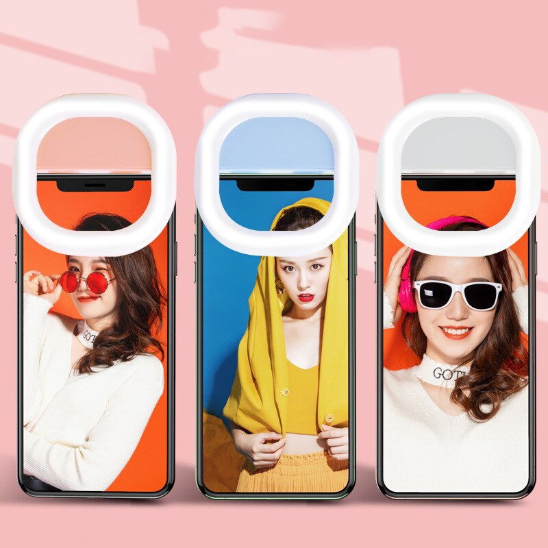 Selfie lumière téléphone Flash lumière caméra Led clipsable téléphone portable Selfie anneau lumière pour téléphone intelligent caméra ronde forme éclairage