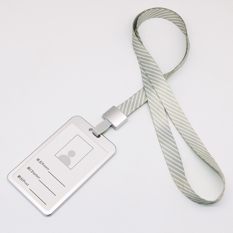 Metal ID Card Holder Lanyard Badge Holder Name Identification Sleeve Business Exhibit Office School Strap Neck Hang: Silver