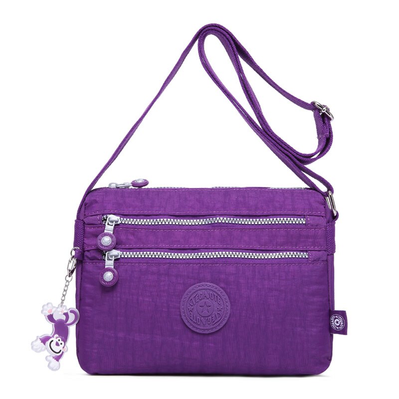 TEGAOTE Small Shoulder Bags Female Solid Mini Bags Handbags Women Famous Zipper Flap Nylon Beach Crossbody Bag Sac A Main: light purple