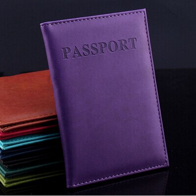 1 PC Unisex Women Men Travel Passport Holder PU Leather Purse Cover ID Credit Card Holder Wallet: Purple