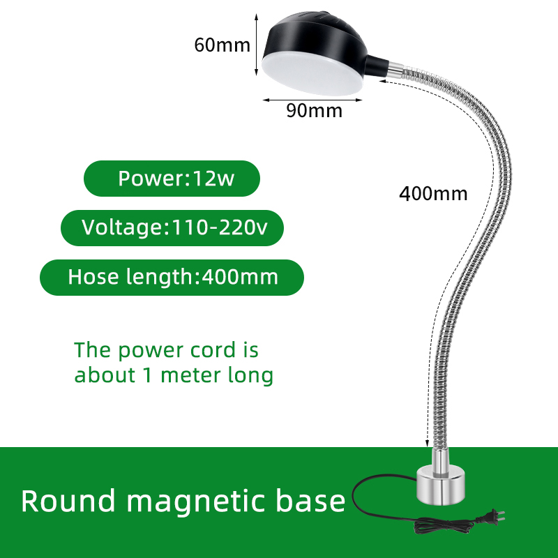 LED CNC atelier lampe de travail tour lumière industrielle 12/20W 110-220V Flexible col de cygne lampe à Base magnétique pour établi: kaki foncé