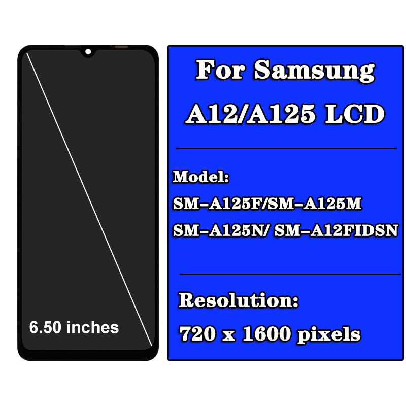 Ensemble écran tactile LCD de remplacement, pour Samsung Galaxy A12 A125, Original