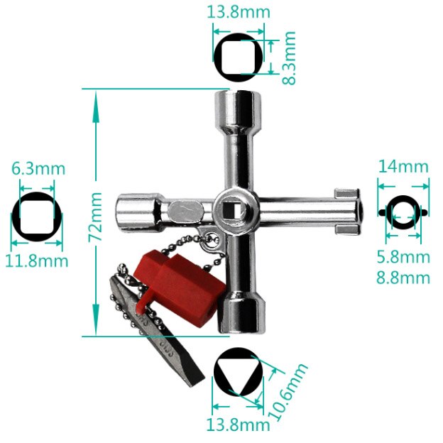 Cross Key Wrench Square Key Triangle Key Trains Key Elevator Door Key Water Meter Valve Key Electrical Cupboard Box Key