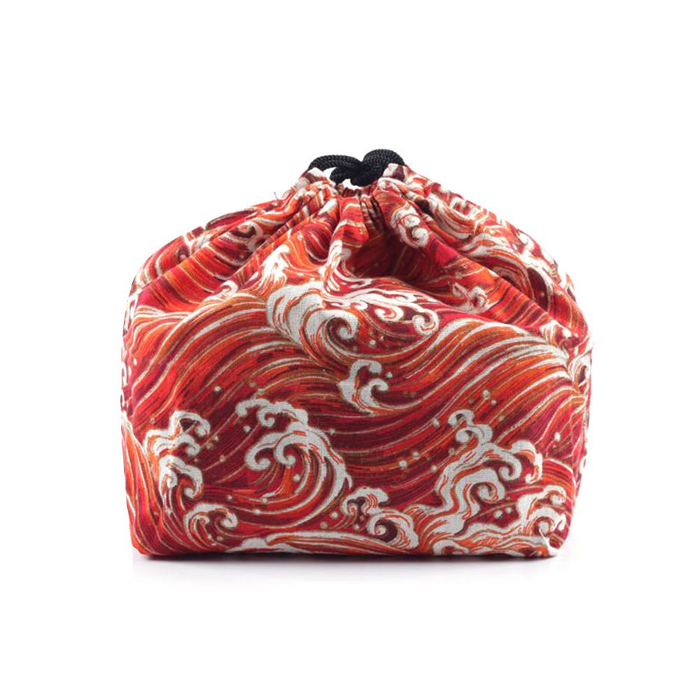 Japanese Style Lunch Box Bag Drawstring Lunch Bag Bento Tote Pouch Portable Lunch Box Storage Travel Picnic Tea Sets Bag