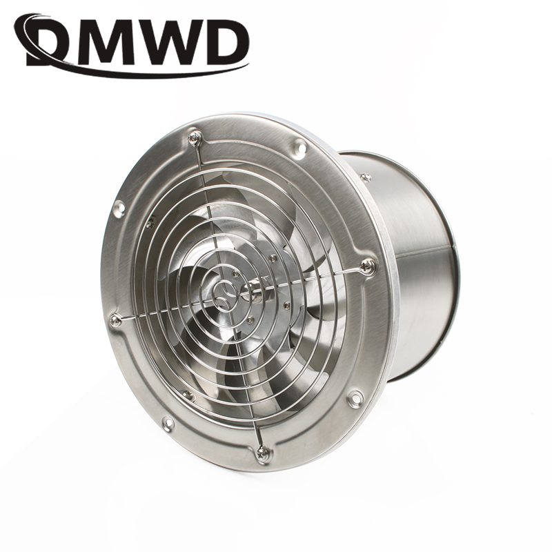 DMWD 6 Inch Stainless Steel Exhaust Fan 6&#39;&#39; Toilet Kitchen Bathroom Hanging Wall Window Duct Fan Air Ventilator Extractor Blower: Round with cover