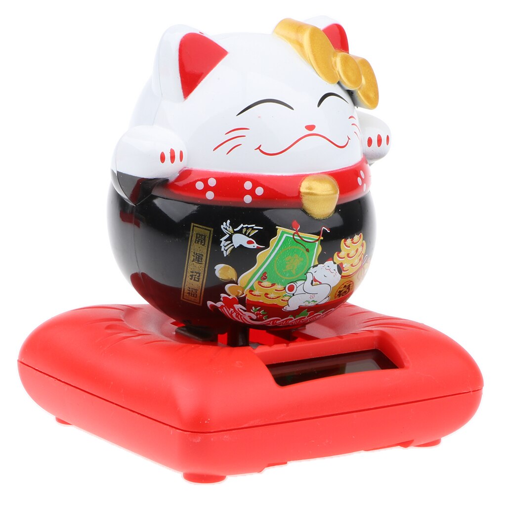 Solar Powered Nodding Bobbing Japanese Fortune Cat Lucky Kitten Solar Home Decor Bobbleheads Animal Pet Model Toy