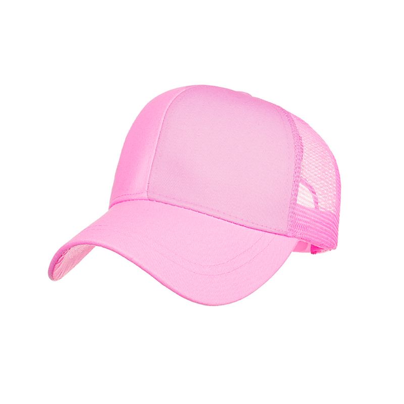 Outdoor Sunshade Ponytail Baseball Cap Women Messy Bun Tennis Hat Adjustable Cap: Pink