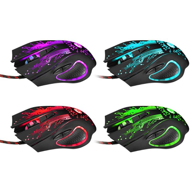Langallinen pelihiiri 7 painike 5500 3200 dpi led usb tietokone hiiri gamer hiiret mause taustavalolla kannettavalle tietokoneelle