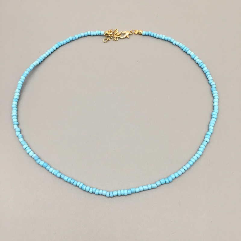 Kralen Eenvoudige Zaad Kralen Streng Ketting Vrouwen Korte Vrouwen Ketting Sieraden Chokers Ketting Kettingen Voor Vrouwen: Blauw Zink