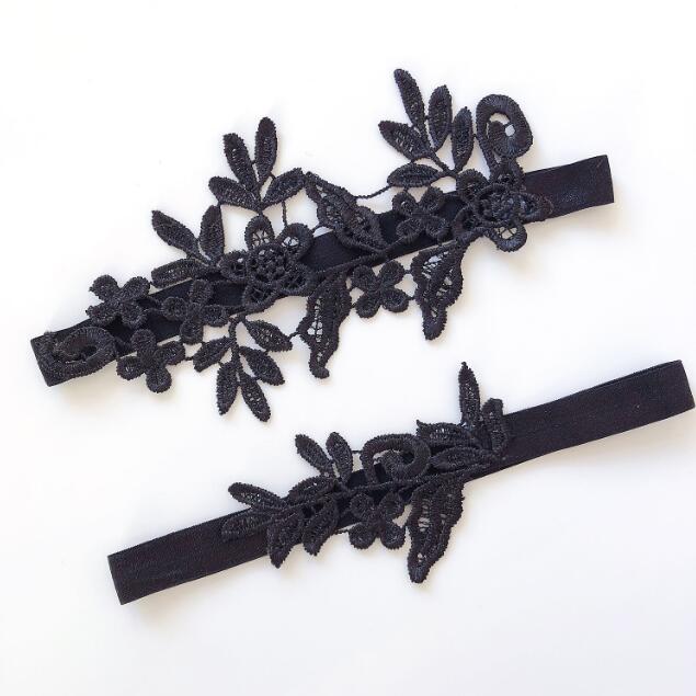 White Navy Wedding Garter Set Something Blue Embroidered garter Simple Bridal Garter Lace Wedding Garter Bridal Shower: black