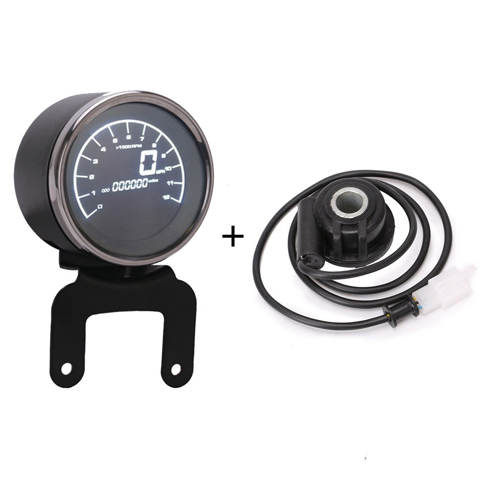 Motorcycle Led Multi-Functional Digital Odometer Speedometer Tachometer Fuel Level Meter Indicator Motorbike Gauges Instrument: With sensor-B