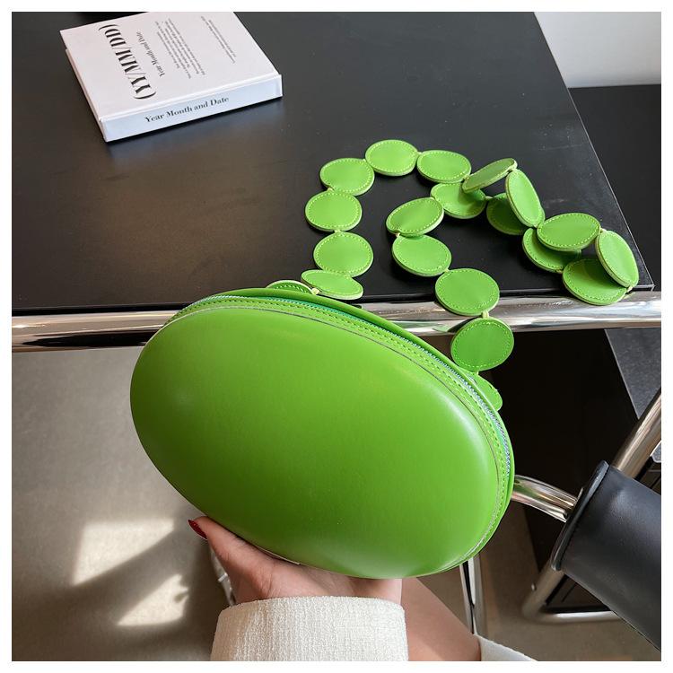 Bolso de hombro con forma de huevo para mujer, bandolera Circular ovalada con correa para el hombro, bolso de mano redondo: Verde