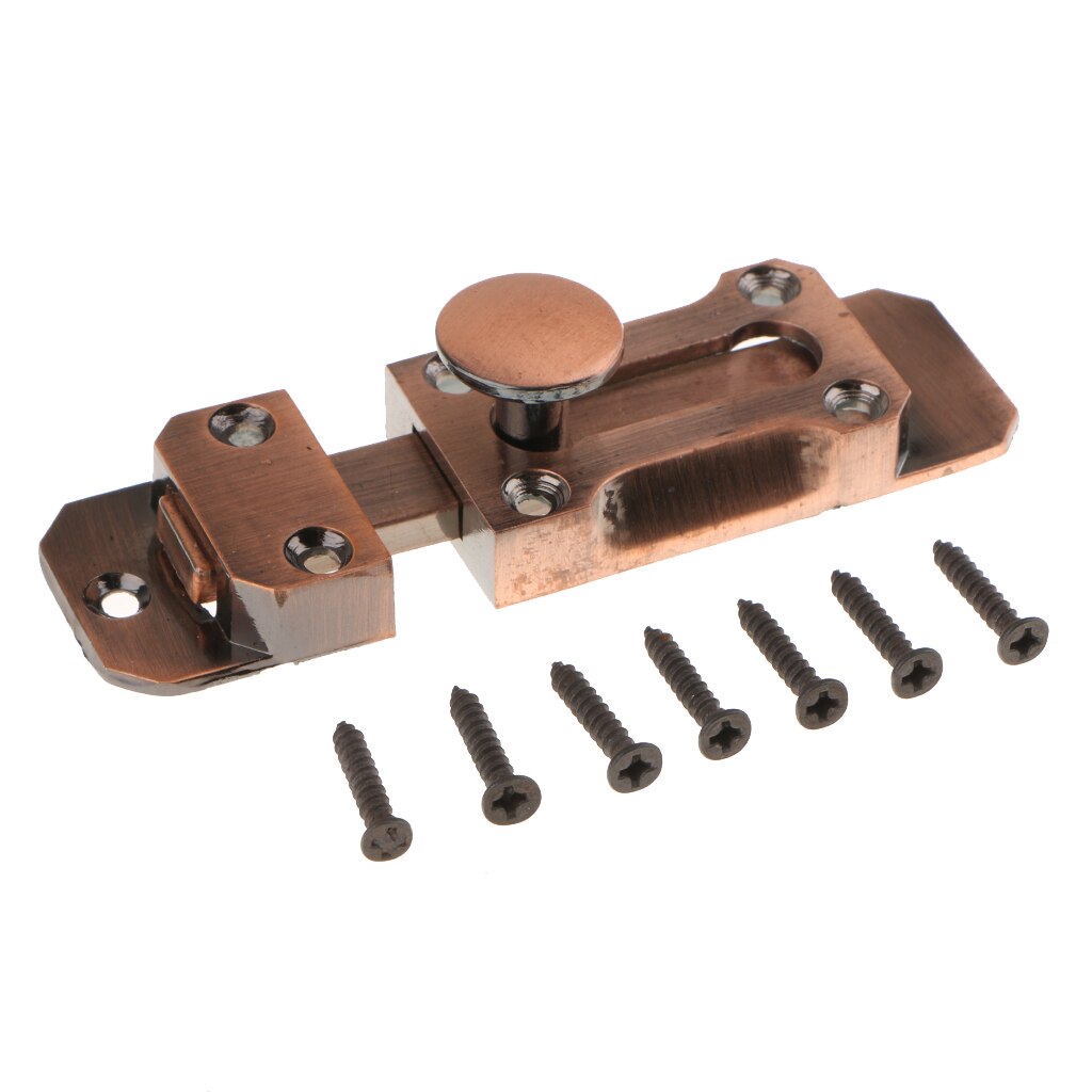 Brass Windows Interior Door Slide Latch Lock Bolt Lever Barrel Indoor Garage Warehouse Gate Safety Guard Push Buckle Latches: Red Copper 3inch