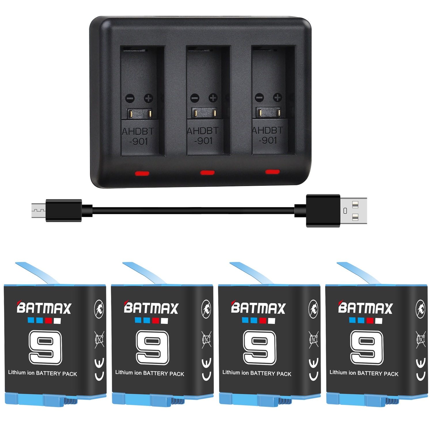 Batmax 1780Mah Batterij Voor Gopro 9 Batterij Hero 9 Zwart + Triple Oplader Voor Gopro 9 Charger Go Pro 9 Camera