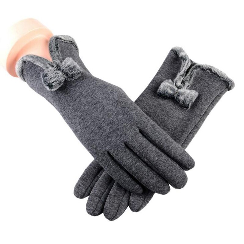 Vrouwelijke Herfst Winter Niet-ge Ïnverteerde Fluwelen Kasjmier Volledige Vinger Warm Lace Hairball Handschoenen Vrouwen Katoen Touch Screen Handschoenen g82: B Gray