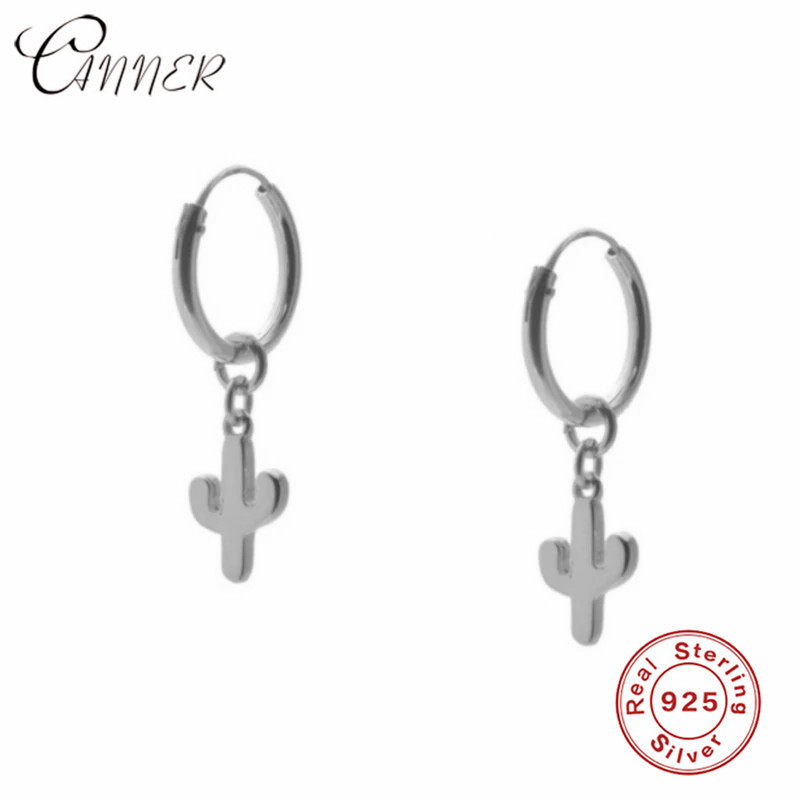 CANNER, pendientes de gota de Cactus bohemios a la , Pendientes colgantes de plantas de Plata de Ley 925, accesorios de joyería para oreja coreana, de: Silver