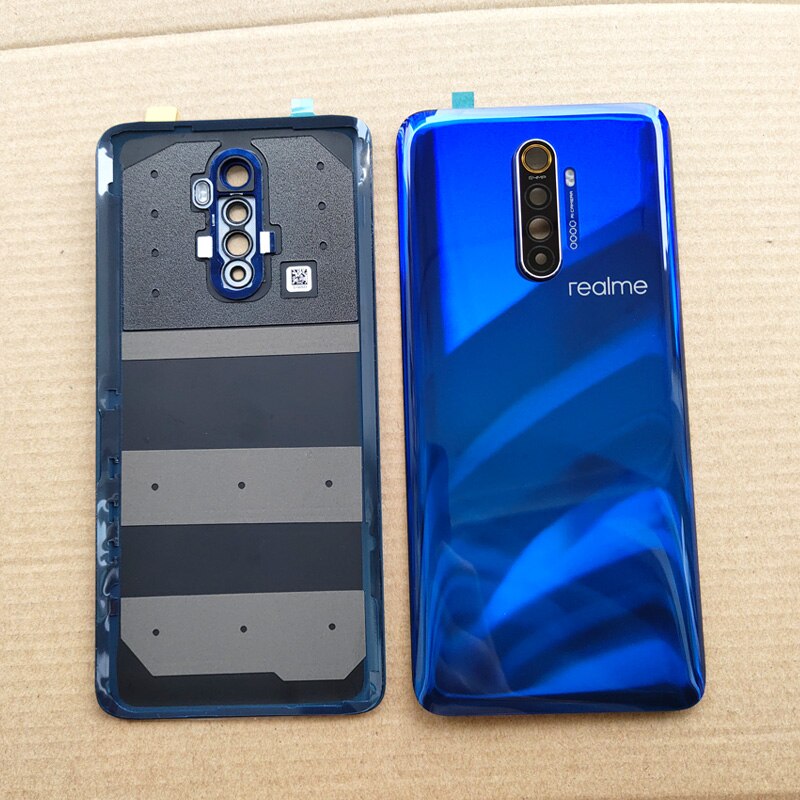 Para oppo realme x2 pro voltar capa de bateria traseira habitação porta vidro caso para realme x2 pro bateria capa com câmera lente substituir