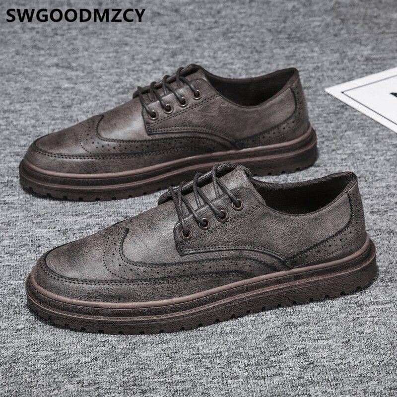 Brogues Zwart Oxford Schoenen Voor Mannen Lederen Schoenen Mannen Casual Schoenen Mannen Mode Sapato Masculino Sociale Scarpe Uomo Zapato Hombre: 1 / 7.5