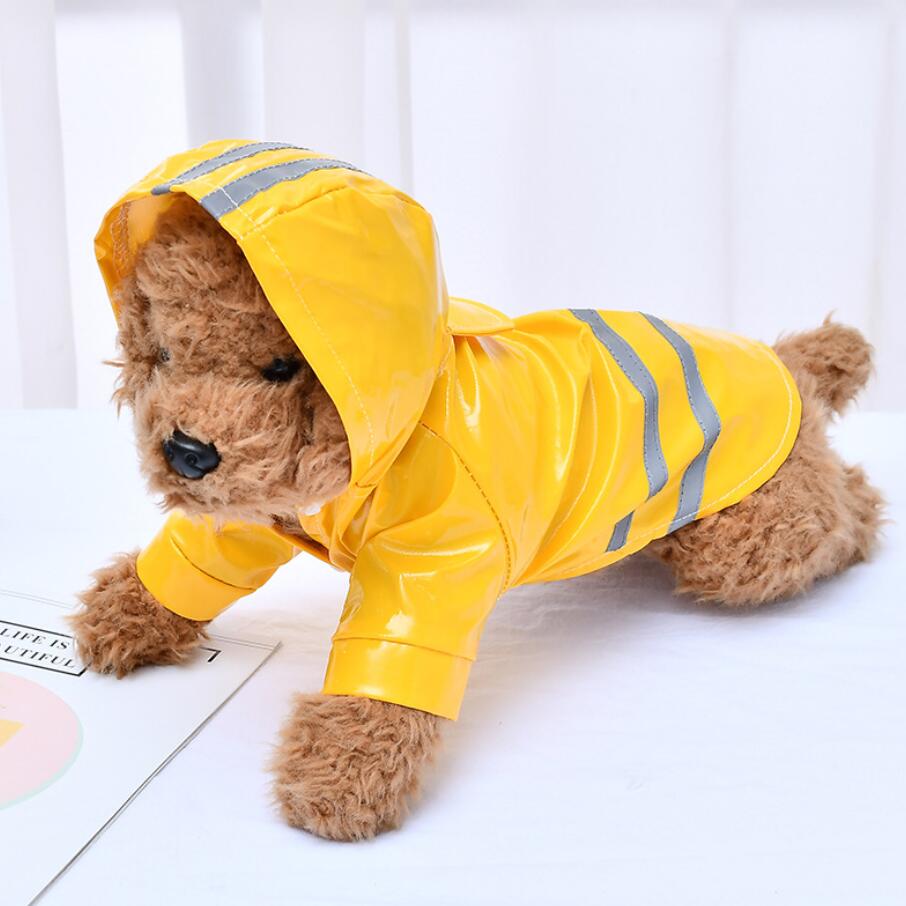 S-XL Pets Dog Clothes Hooded Raincoats Reflective Strip Dogs Rain Coat Waterproof Jackets Outdoor Breathable Clothes For Puppies: yellow / S