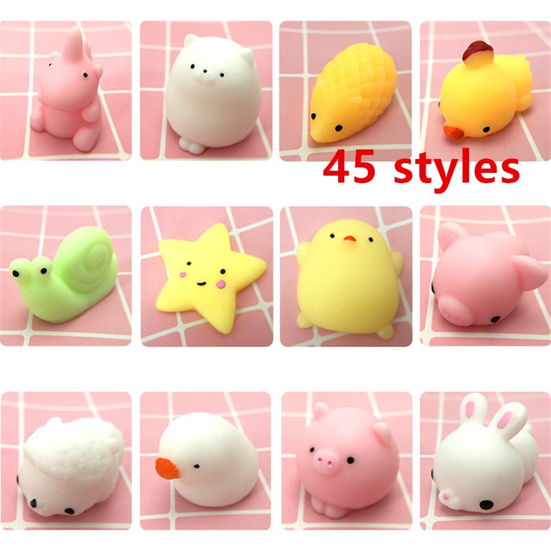 4/10pcs Cute Unicorn Cat Rabbit Bear Sun Star Animals Dolls Antistress Ball Squeeze Mochi Rising Abreact Soft Sticky Squishy Toy