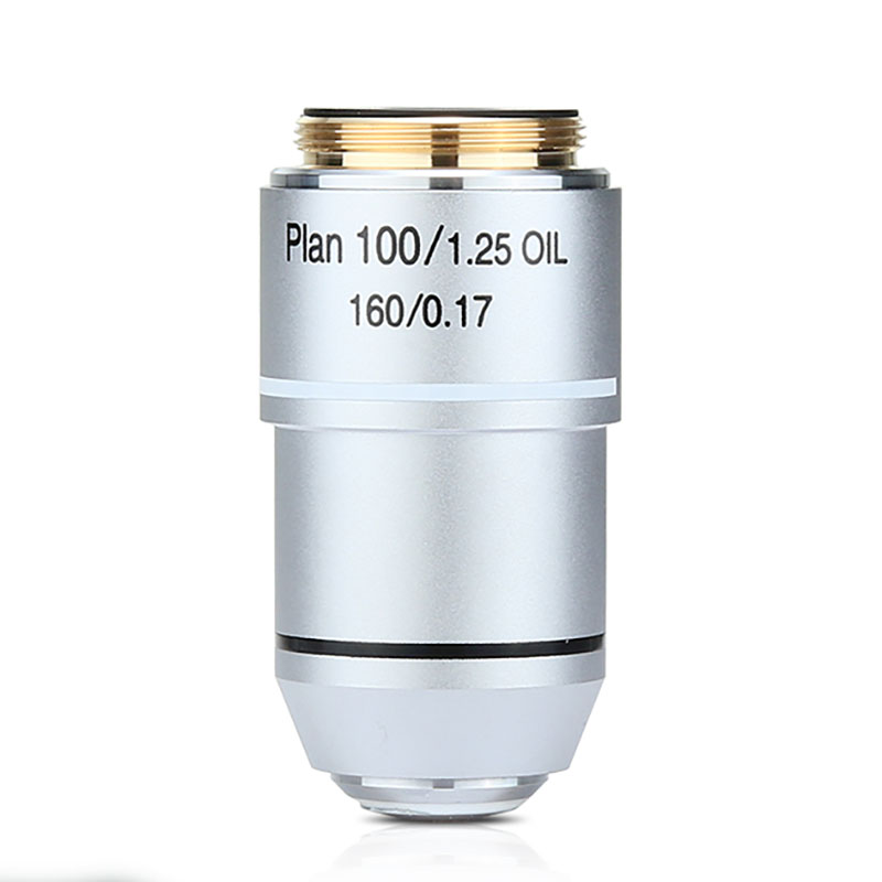 Plan de microscopio biológico, lente objetivo 4X, 10X, 20X, 40X, 60X, 100X, rosca RMS 160/0, 17, 195mm: Blanco