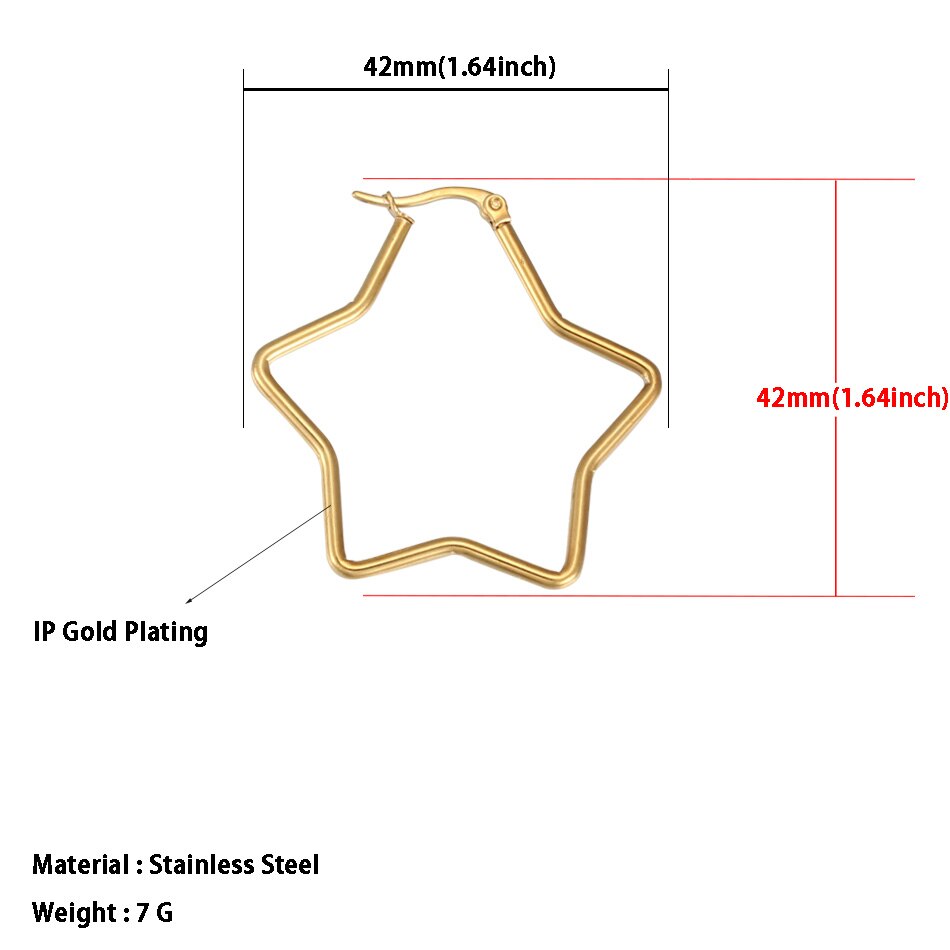 Geometric Hoop Earrings For Women Stainless Steel Gold Color Big Large Earrings Statement Jewelry: 1795 Gold 42mm