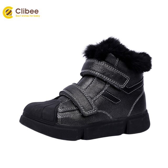 Clibee Jongens Meisjes Warm Winter Snowboots Met Veilig Neus Kids Flat Comfort Mid Kuit Laarzen Met haak-Loop En Wol Bont Linning: GUN / 30