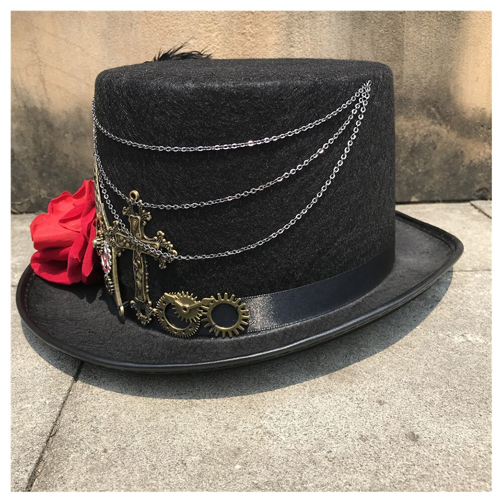 Retro Vrouwen Handgemaakte Steampunk Top Hat Met Bloem Bolhoed Dance Party Hoed Maat 57CM Steampunk Hoed