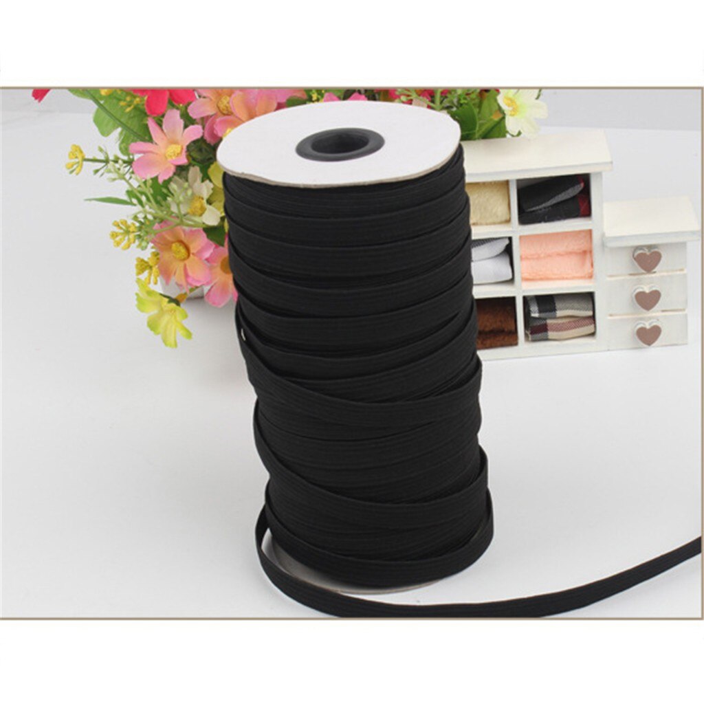 Cordon élastique de couture en tricot de 10 mètres | Cordon élastique plat tricoté, corde de couture extensible pour masque facial largeur 1/5 "# T2G: Black 