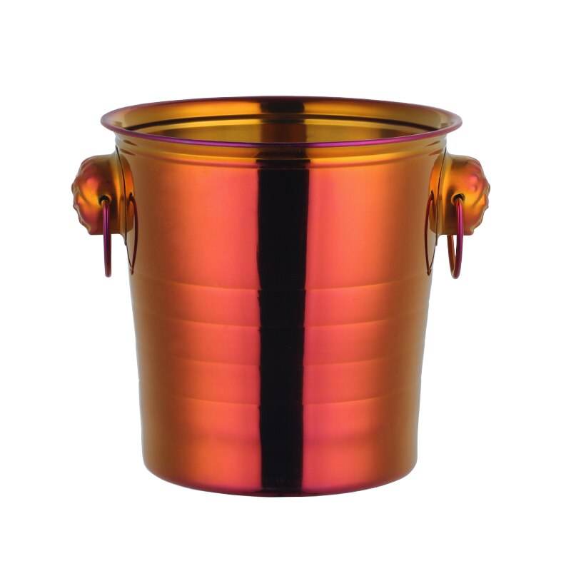 Stainless Steel Ice Bucket Gold Ice Holder Container With Scoops Whiskey Beer Ice Chiller Cooler Bar Tool For Party: Rainbow NO.3