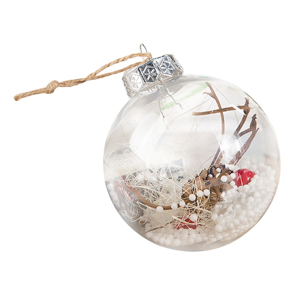 Christmas Tress Decorations DIY Hollow Ball Transparent Open Plastic Clear Bauble Ornament Xmas Box Decoration: D