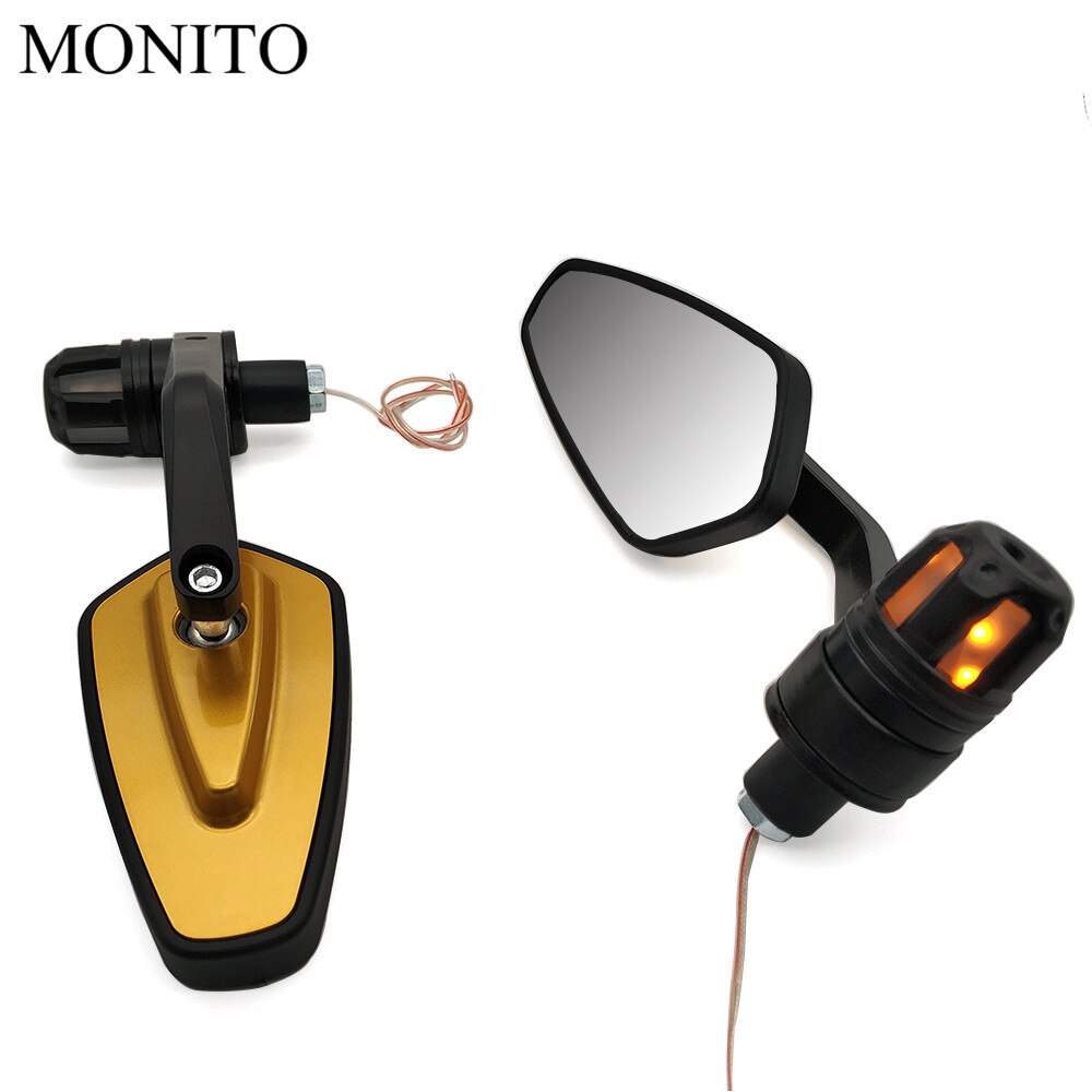7/8 22mm Motorcycle Side Mirror LED Handle Bar End Mirrors Turn Signal For Honda CB 300F 500F CBR600RR CBR929RR CBR954RR CB1000R: Gold