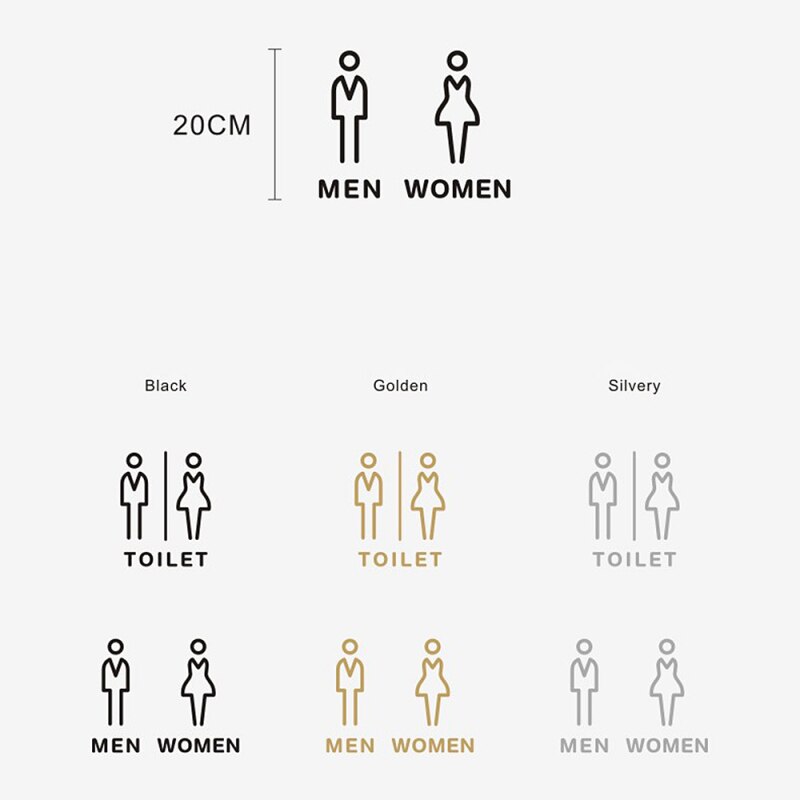 1PC Acrylic Men Women Restroom Door Sign Self Adhe... – Vicedeal