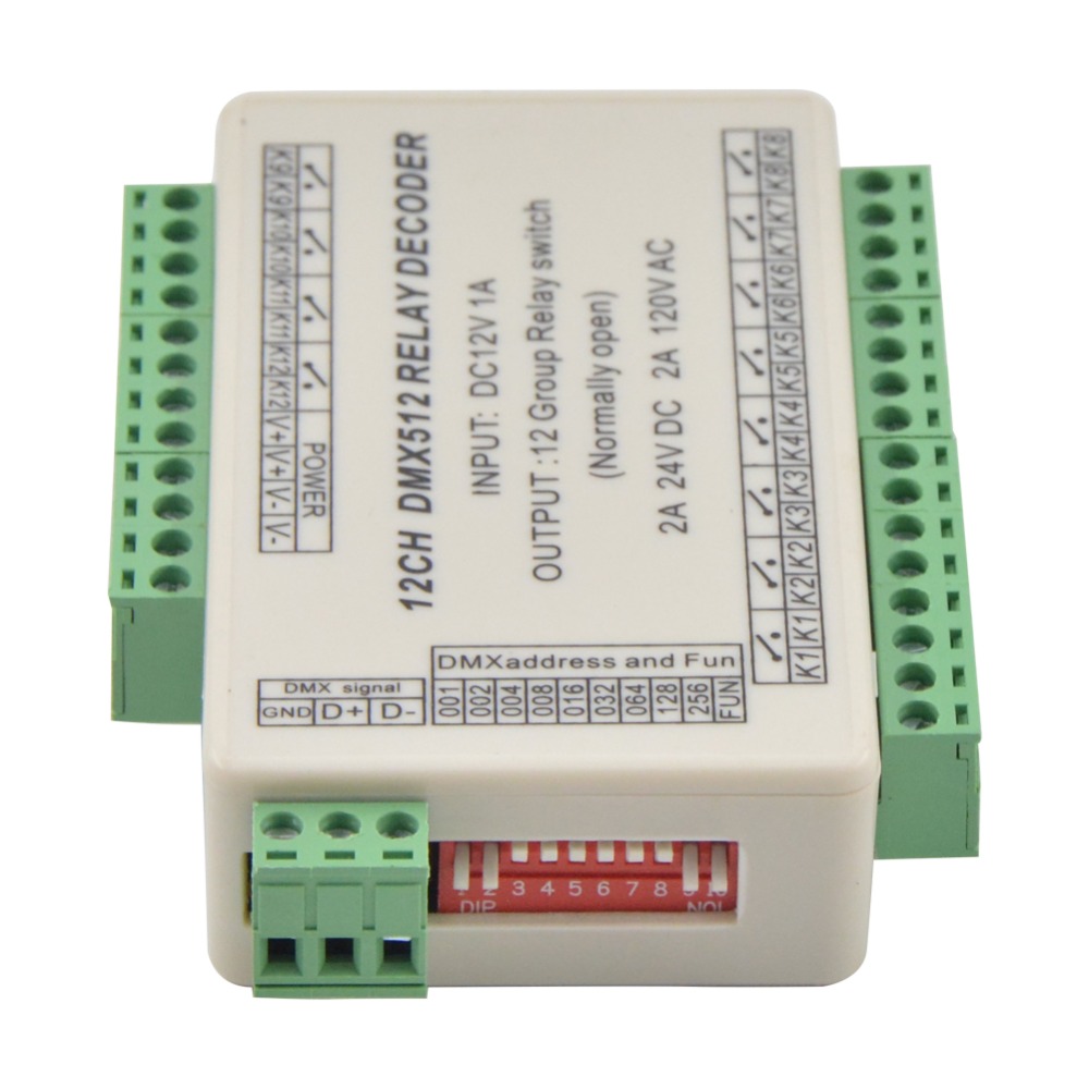 12CH 12 channels DMX512 Relay Decoder switch signal led Controller relay output only use the signal control input 12V led strip
