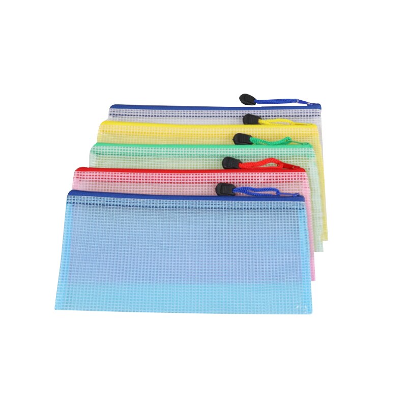 A4/A5/A6 Waterproof Plastic Zipper Color Transparent File Package Stationery Office Storage Bag: Match color A6